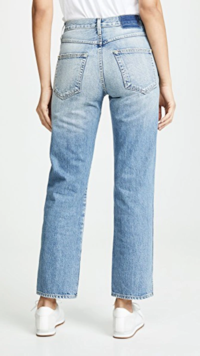 Shop Amo Layla High Rise Straight Jeans In Charmer With Destroy
