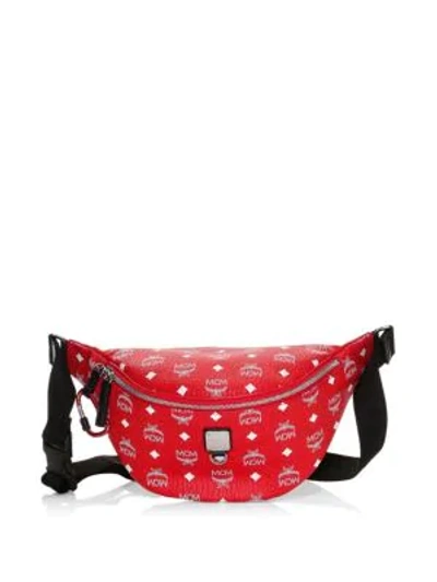 Shop Mcm Fursten Visetos Belt Bag In Viva Red White