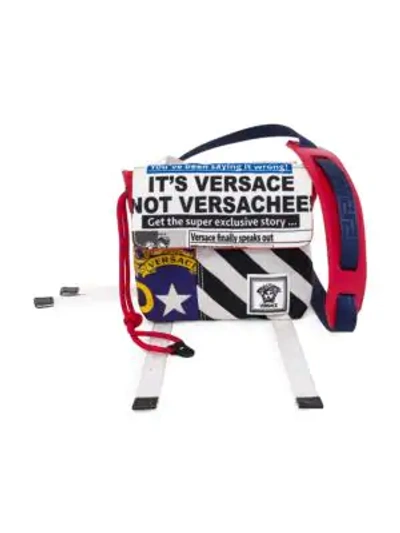 Shop Versace Tabloid Print Crossbody Bag In Multicolor