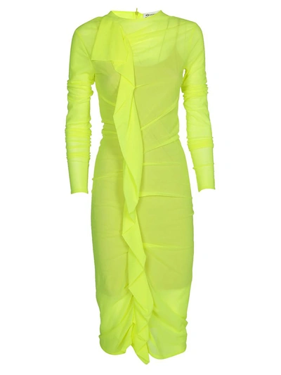 Shop Maison Margiela Sheer Dress In Yellow Fluo