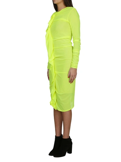 Shop Maison Margiela Sheer Dress In Yellow Fluo