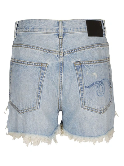 Shop R13 Tilly Shredded Slouch Shorts In Denim