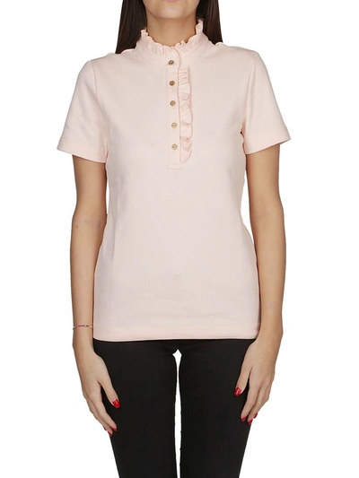 Shop Tory Burch Frilled Polo Shirt In Pink