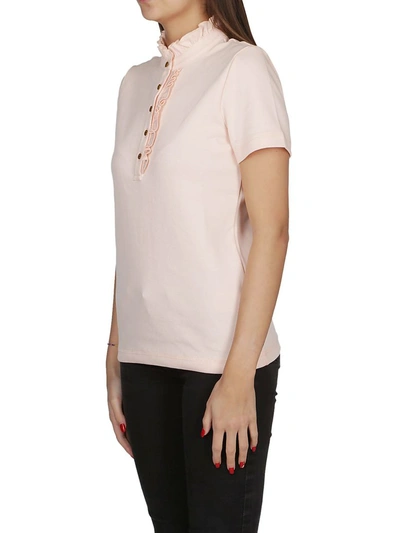 Shop Tory Burch Frilled Polo Shirt In Pink