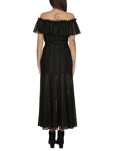 Shop Alexander Mcqueen Off Shoulder Dress In Dark Grey