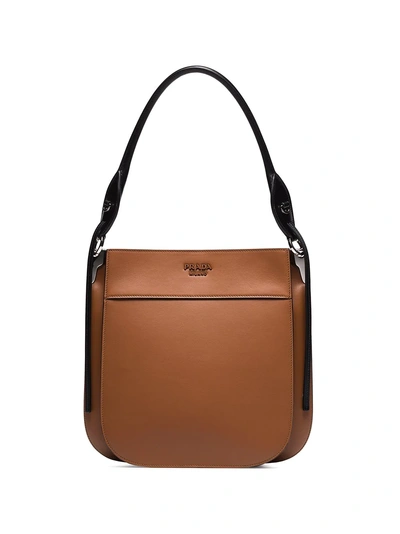 Shop Prada Brown Margit Large Leather Cross Body Bag