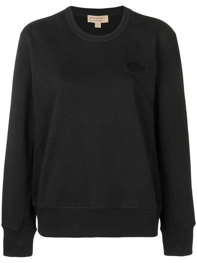 Shop Burberry Crest Detail Cotton Sweatshirt - Black