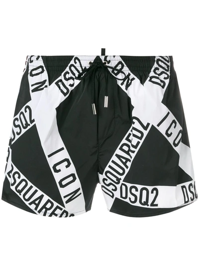 Shop Dsquared2 Punk Icon Swim Shorts - Black