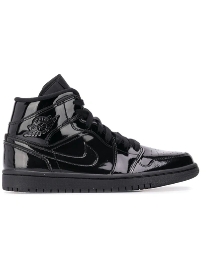Shop Nike Air Jordan 1 Mid Sneakers In 002 Black Black Black