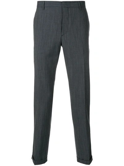 Shop Prada Micro Check Tailored Trousers - Blue