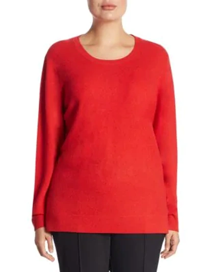 Shop Saks Fifth Avenue Plus Crewneck Cashmere Knitted Sweater In Cherry