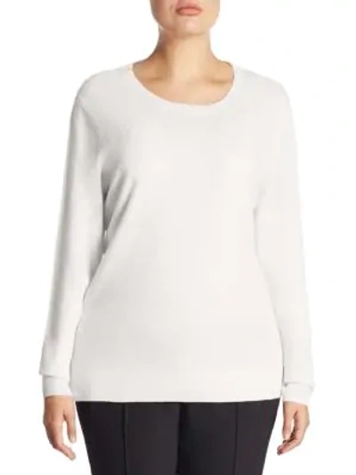 Shop Saks Fifth Avenue Plus Crewneck Cashmere Knitted Sweater In Ivory
