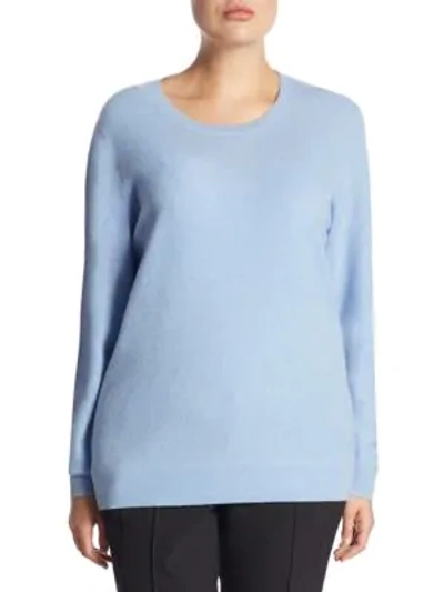 Shop Saks Fifth Avenue Plus Crewneck Cashmere Knitted Sweater In Robin Blue