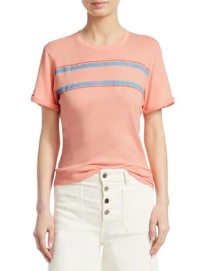 Shop Elizabeth And James Striped Cotton Tee In Blush