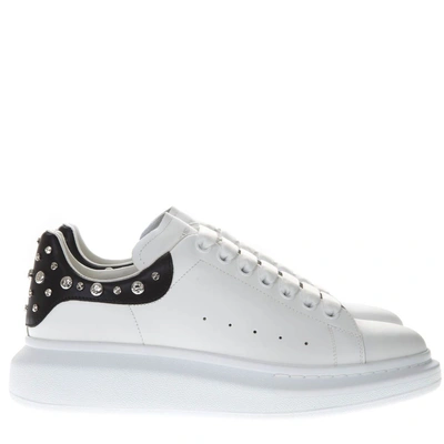 Shop Alexander Mcqueen Oversize Sneakers In Black And White Leather With Studs In White/black