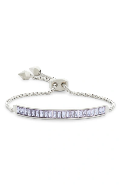 Shop Kendra Scott Jack Slider Bracelet In Lilac Crystal/ Silver