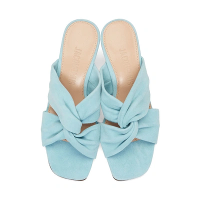 Shop Jacquemus Blue Les Mulles Bellagio Sandals In Blue Suede
