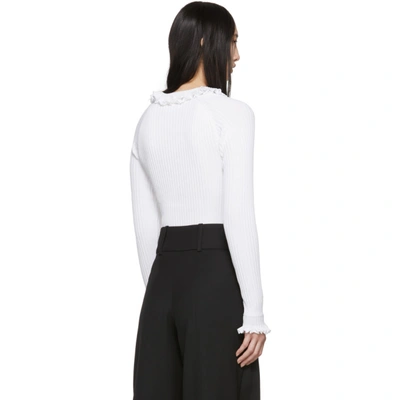Shop See By Chloé See By Chloe White Ruffled Rib Sweater In 101 White