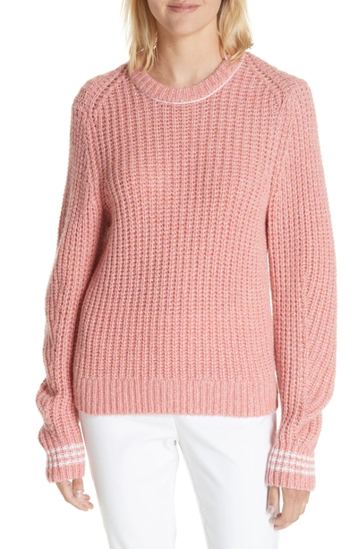Shop Rag & Bone Cheryl Stripe Cuff Wool Blend Sweater In Pink Multi
