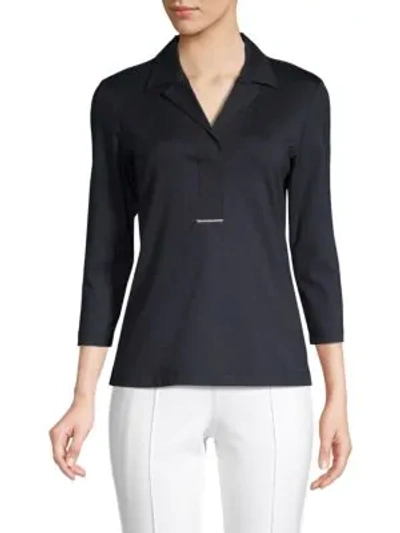 Shop Lafayette 148 Magda Cotton Top In Ink