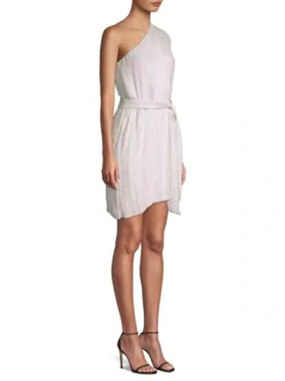 Shop Retroféte Ella One-shouldered Sequin Dress In Pearl White