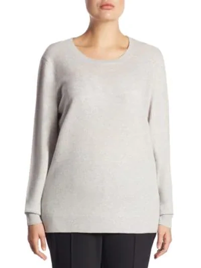Shop Saks Fifth Avenue Plus Crewneck Cashmere Knitted Sweater In Dove Heather