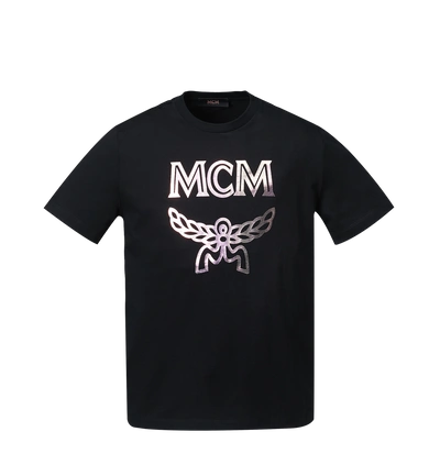 Shop Mcm Men's Hologram Print Logo T-shirt In Bk