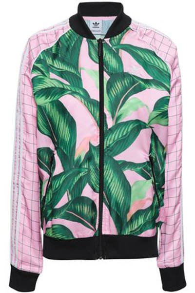 Shop Adidas Originals Woman Printed Satin Track Jacket Baby Pink