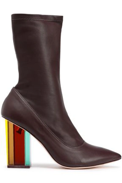 Shop Zimmermann Stretch-leather Ankle Boots In Burgundy