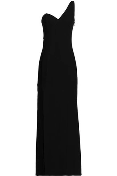 Shop Cinq À Sept One-shoulder Stretch-crepe Gown In Black