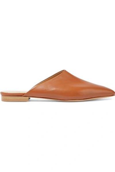 Shop Iris & Ink Woman Daphne Leather Slippers Tan