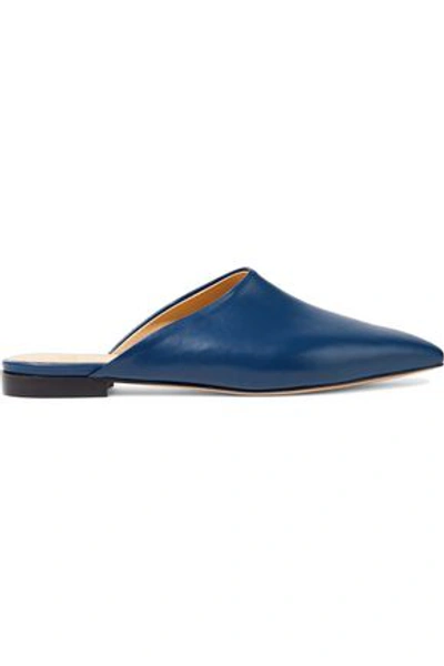 Shop Iris & Ink Daphne Leather Slippers In Navy
