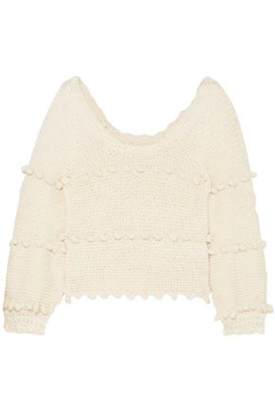 Shop Apiece Apart Woman Pompom-trimmed Cotton Sweater Cream