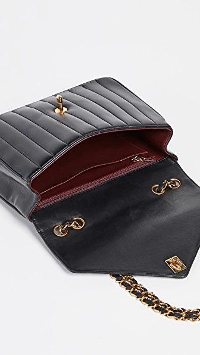Pre-owned Chanel Chevron Envelope 9 Flap Bag" In Black