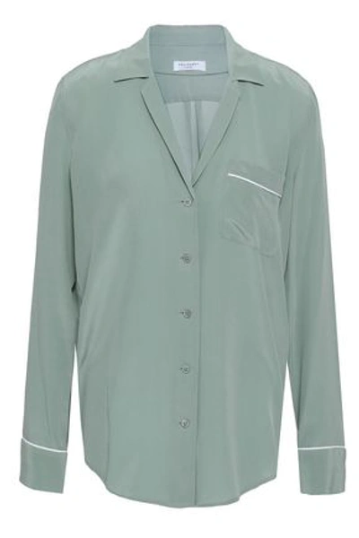 Shop Equipment Woman Washed-silk Pajama Top Grey Green
