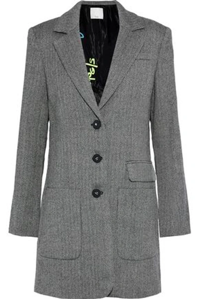Shop Tibi Woman Herringbone Wool Coat Gray