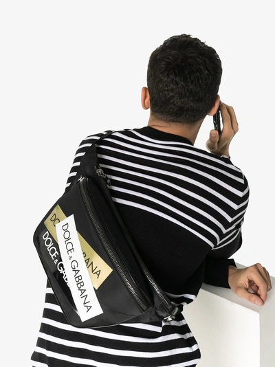 Shop Dolce & Gabbana Logo Patch Belt Bag In Black