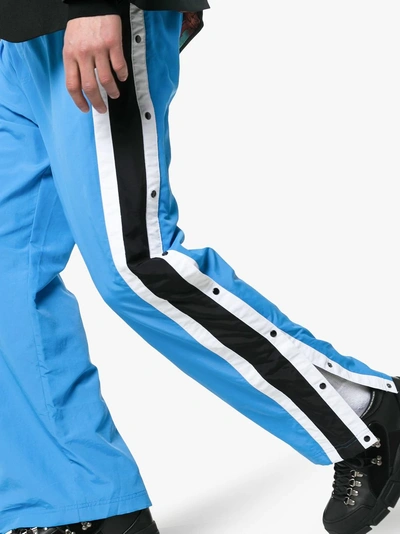 Shop Burberry Varsity Stripe Jersey Trackpants In Bright Hydrangea Bl