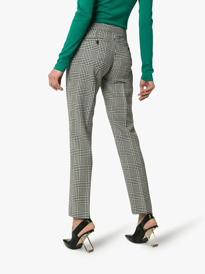 Shop Burberry Straight Fit Prince Of Wales Check Wool Trousers In Black