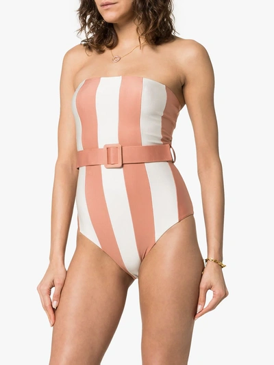 Shop Adriana Degreas Porto Belted Bandeau Swimsuit In Pink
