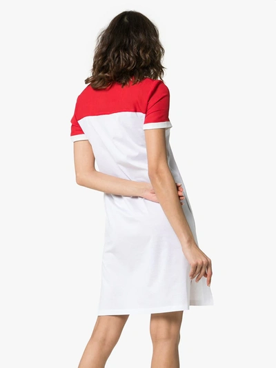Shop Prada Ruffle Front Polo Zip Cotton-silk Blend Dress In F0xwt  Rosso Bianco Indigo