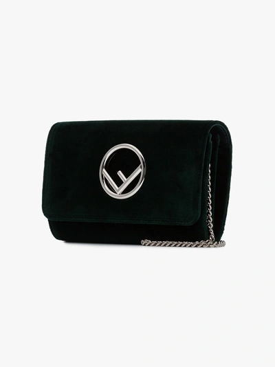 Shop Fendi Green Wallet On Chain Mini Velvet Bag