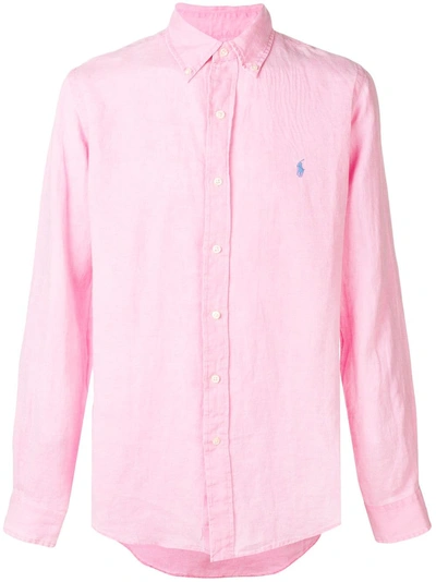 Shop Polo Ralph Lauren Button Down Logo Shirt - Pink