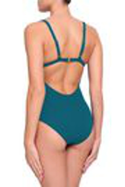 Shop Melissa Odabash Amazon Cutout Printed Swimsuit In Petrol