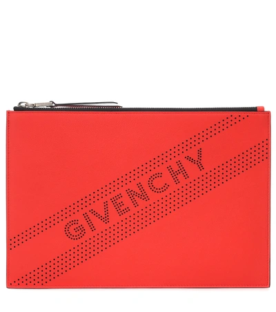 Shop Givenchy Leather Pouch In Red