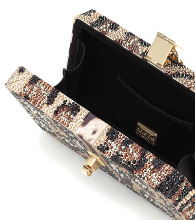 Shop Dolce & Gabbana Dolce Box Embellished Clutch In Multicoloured
