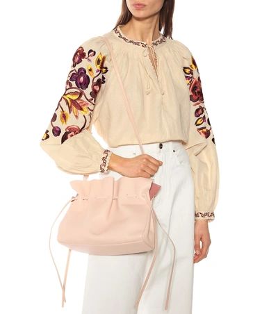 Shop Mansur Gavriel Protea Leather Shoulder Bag In Pink