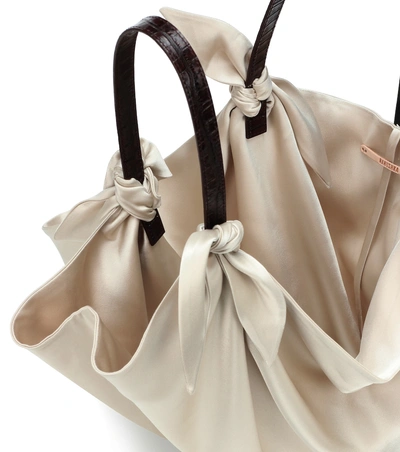 Shop Nanushka Inda Satin Shoulder Bag In White