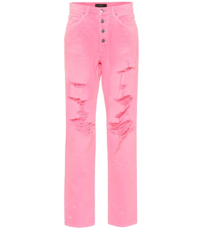 Shop Amiri Slouch Destroyed High-rise Jeans In Pink