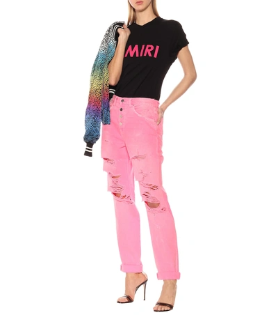 Shop Amiri Slouch Destroyed High-rise Jeans In Pink